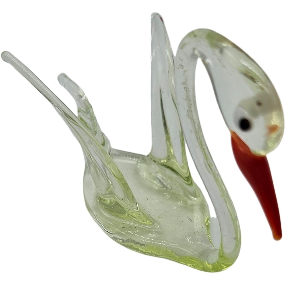 💚 Miniature Art Glass Swan Figurine  tall